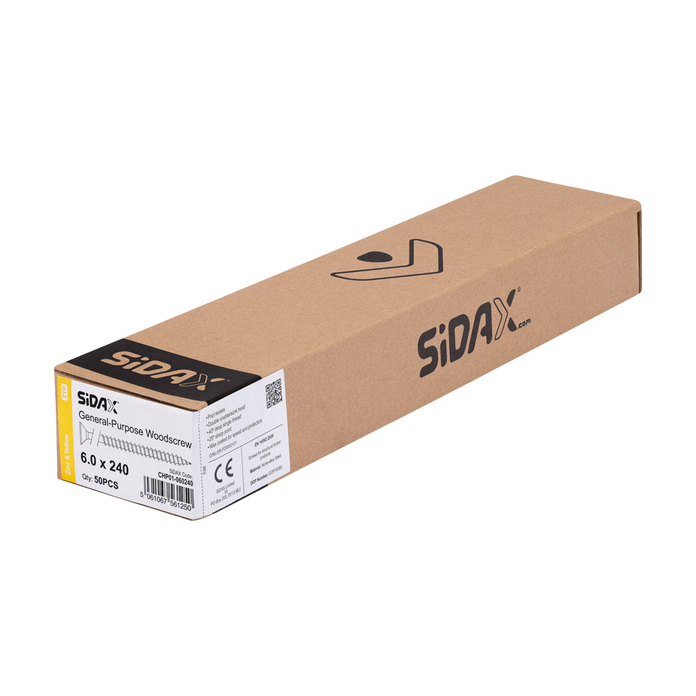 General-Purpose Woodscrews | PoziDrive | Double Countersunk | Zinc and Yellow