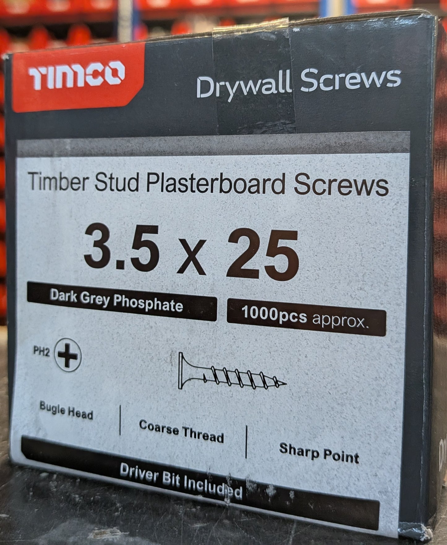 Drywall Screws - PH - Bugle - Coarse Thread - Grey ( x1 PH2 Drive bit )