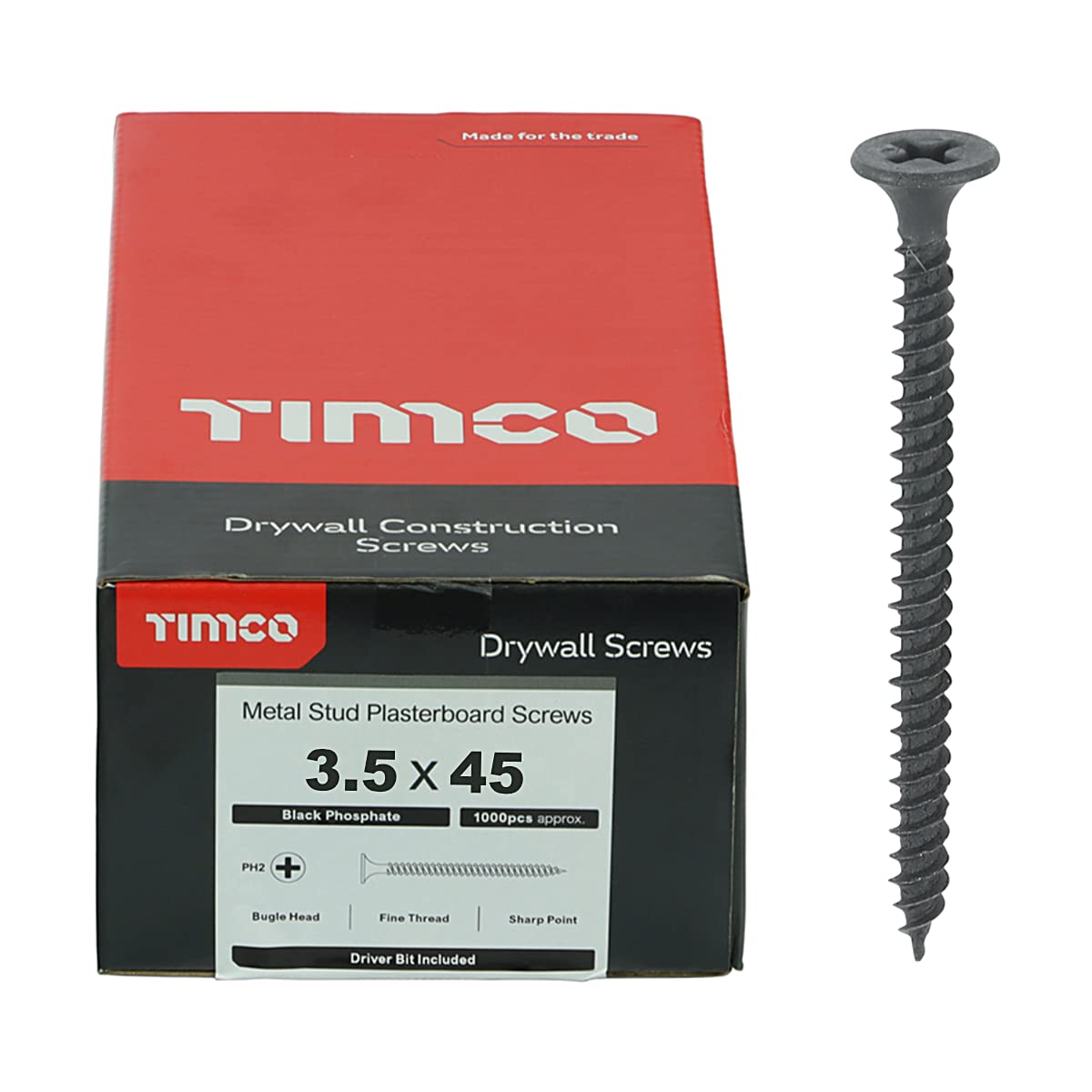 Drywall Screws - PH - Bugle - Coarse Thread - Grey ( x1 PH2 Drive bit )