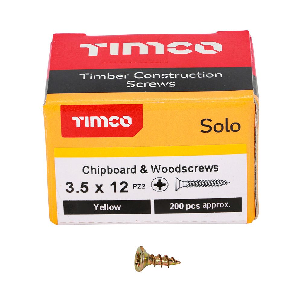 Solo Chipboard & Woodscrews - PZ - Double Countersunk - Yellow