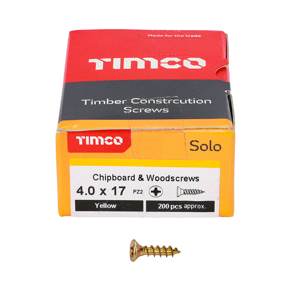 Solo Chipboard & Woodscrews - PZ - Double Countersunk - Yellow