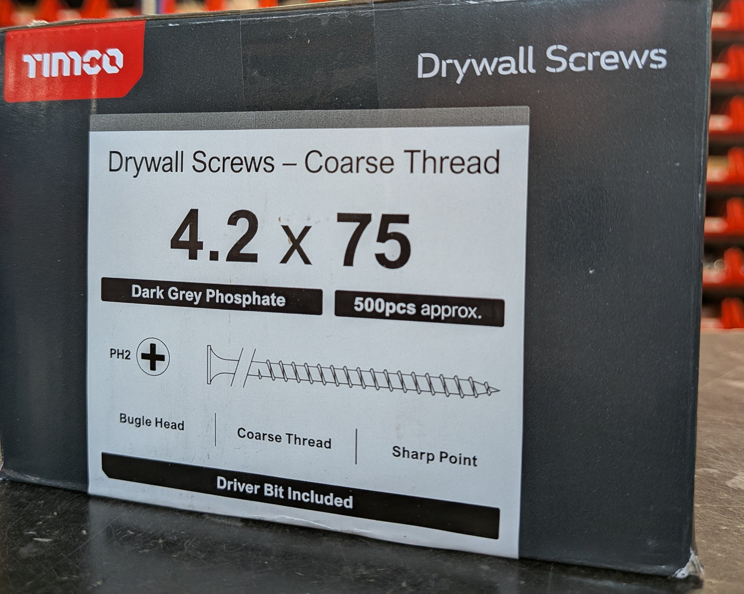 Drywall Screws - PH - Bugle - Coarse Thread - Grey ( x1 PH2 Drive bit )