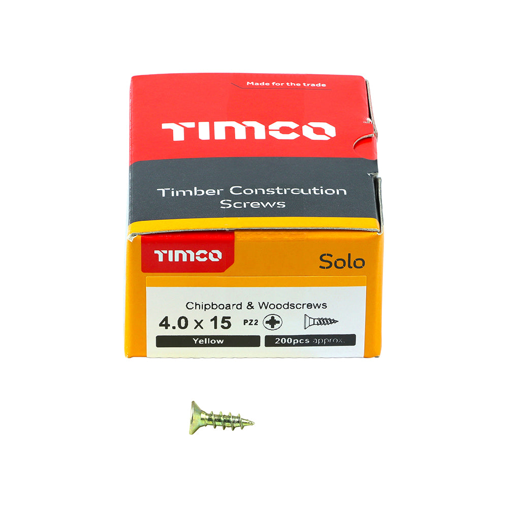 Solo Chipboard & Woodscrews - PZ - Double Countersunk - Yellow