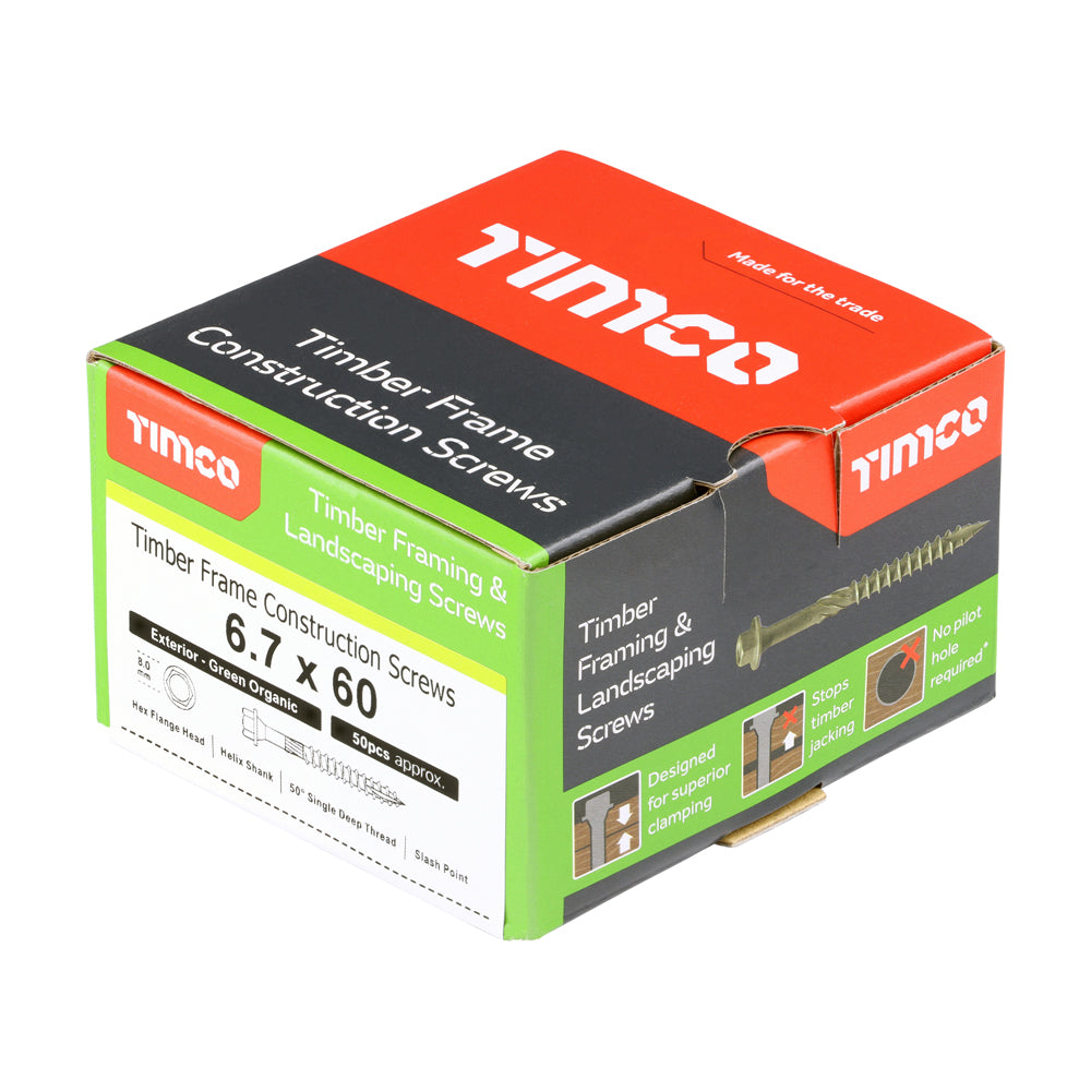 Timber Frame Construction & Landscaping Screws - Hex - Exterior - Green Organic
