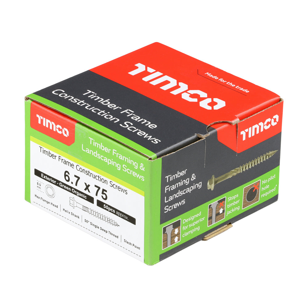 Timber Frame Construction & Landscaping Screws - Hex - Exterior - Green Organic