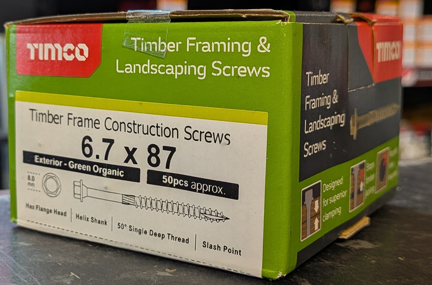 Timber Frame Construction & Landscaping Screws - Hex - Exterior - Green Organic