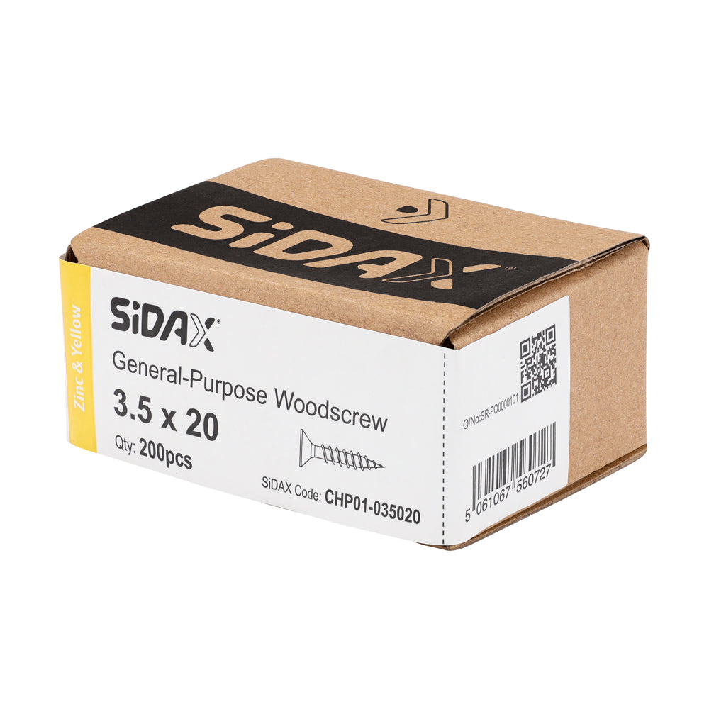 General-Purpose Woodscrews | PoziDrive | Double Countersunk | Zinc and Yellow