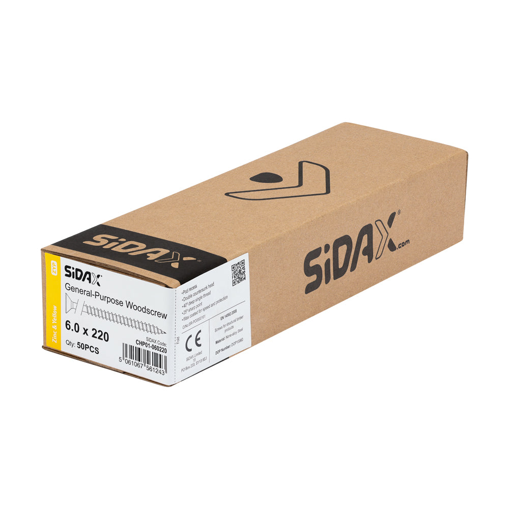 General-Purpose Woodscrews | PoziDrive | Double Countersunk | Zinc and Yellow