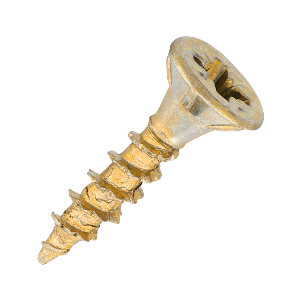 Structural Timber Screws | PoziDrive | Double Countersunk with Ribs | Zinc and Yellow - Free Impact Bit included