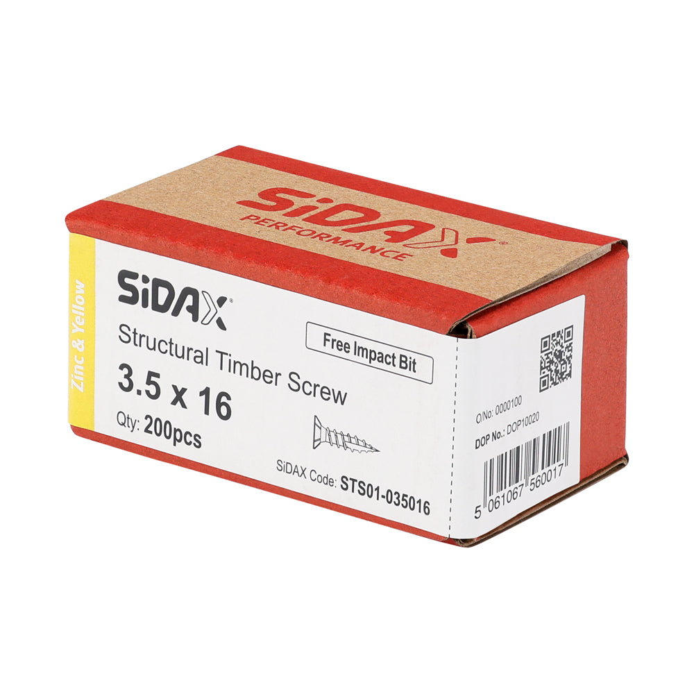 Structural Timber Screws | PoziDrive | Double Countersunk with Ribs | Zinc and Yellow - Free Impact Bit included