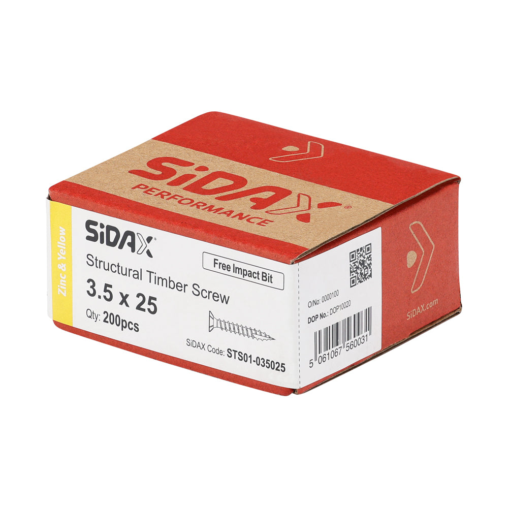 Structural Timber Screws | PoziDrive | Double Countersunk with Ribs | Zinc and Yellow - Free Impact Bit included