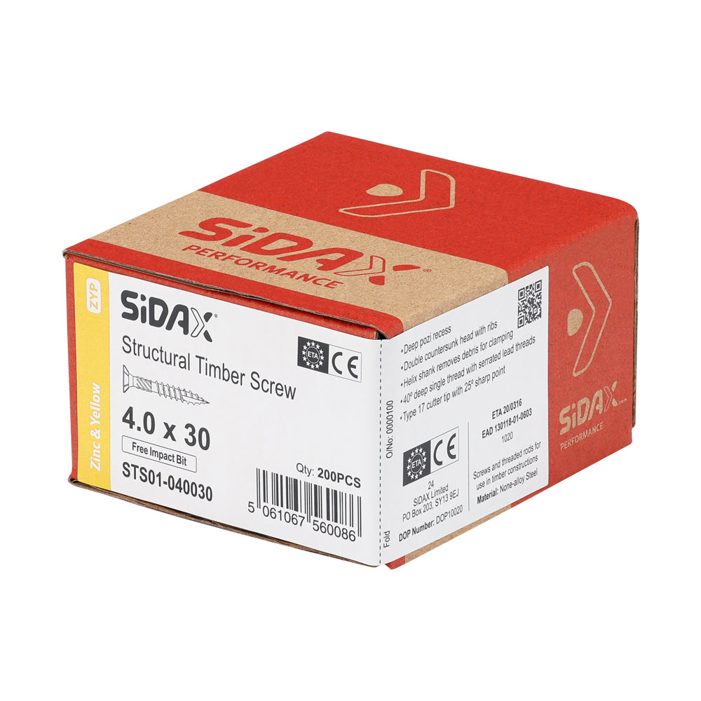 Structural Timber Screws | PoziDrive | Double Countersunk with Ribs | Zinc and Yellow - Free Impact Bit included