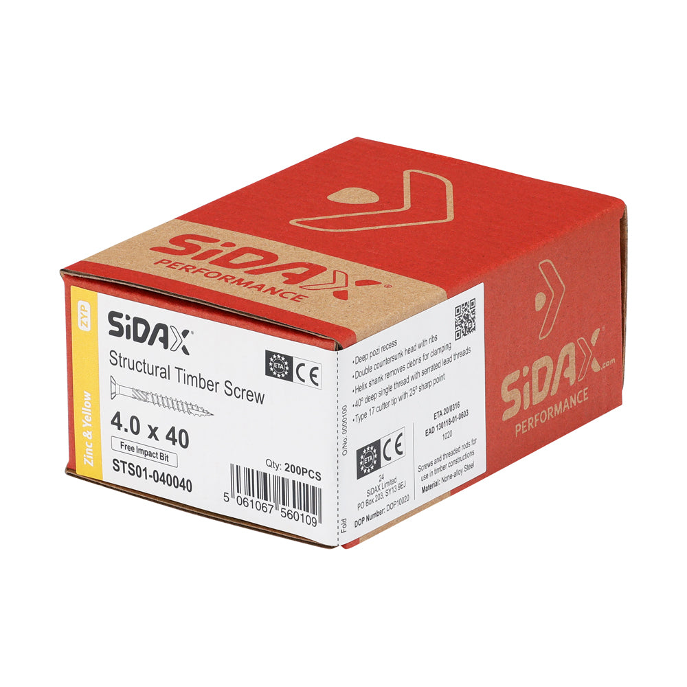Structural Timber Screws | PoziDrive | Double Countersunk with Ribs | Zinc and Yellow - Free Impact Bit included
