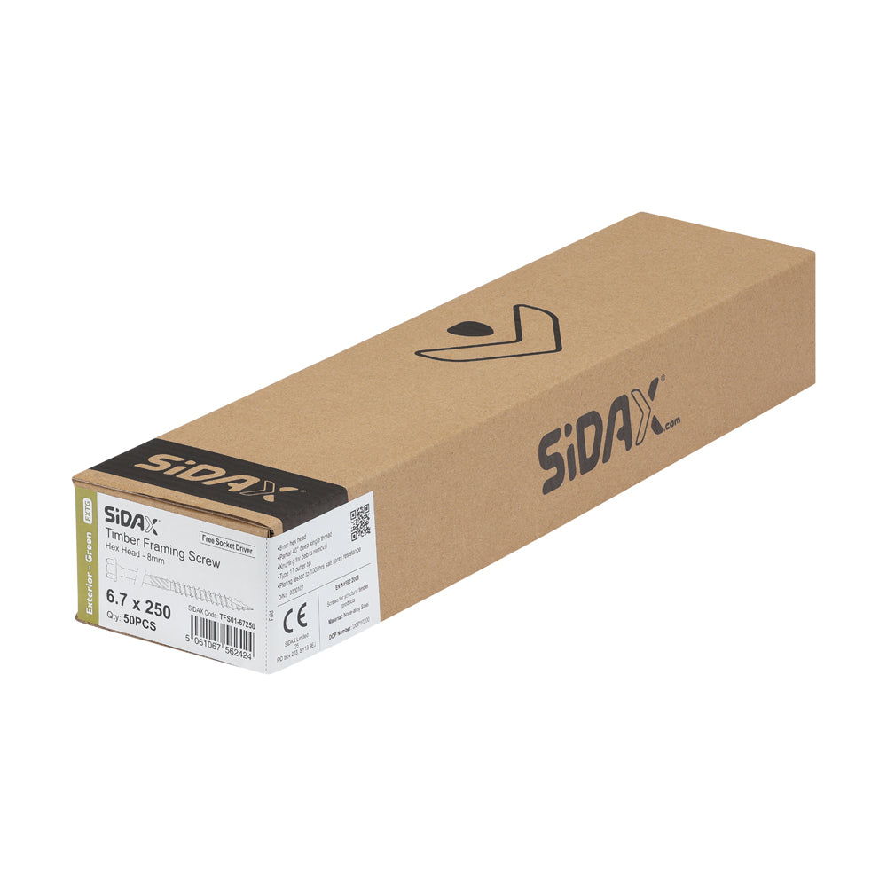 Timber Frame Screws | Hex Head | Exterior Green Ruspert | Free Socket Driver
